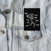 Ow Ow Ow Comedy Stick Character Funny Chronic Pain Button (Insitu)