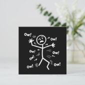 Ow Ow Ow Comedy Stick Character Funny Chronic Pain Kaart (Staand voorkant)
