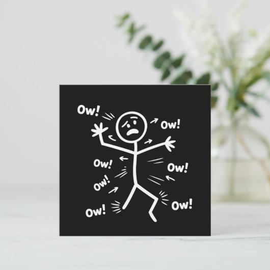 Ow Ow Ow Comedy Stick Character Funny Chronic Pain Kaart (Staand voorkant)