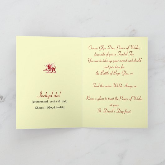 Owain Glyn Dwr, St David Dag Kaart (Binnen)