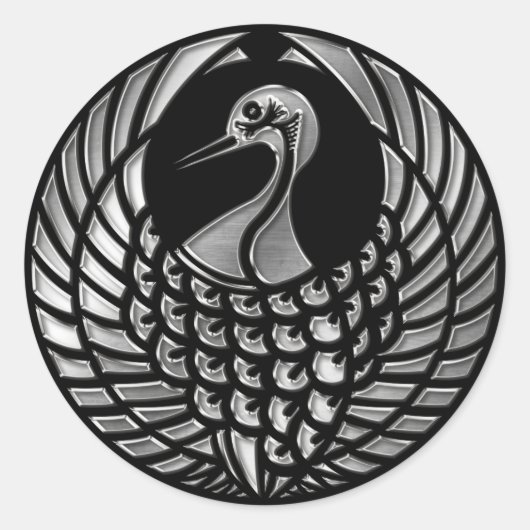 Owari Mori Clan Kamon Silver Chrome Ronde Sticker (Voorkant)