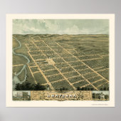 Owatonna, MN Panorama Map - 1870 Poster (Voorkant)