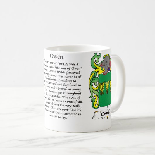 Owen Familiecolat van de mok van wapens (Voorkant rechts)