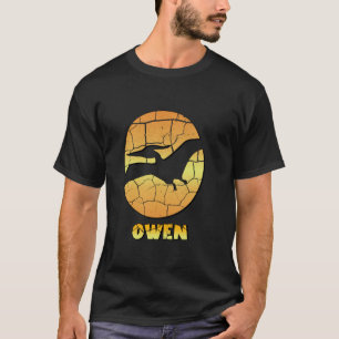 Owen gepersonaliseerde jongens dinosaurus schattig t-shirt