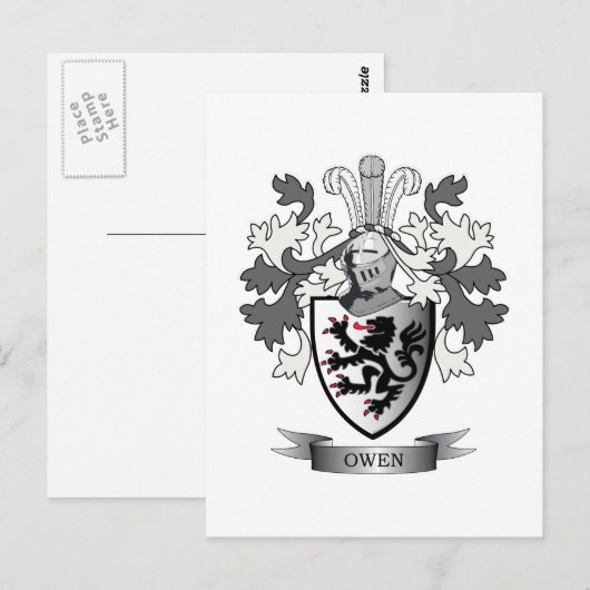 Owen gezinscrest wapenklep briefkaart (Voorkant / Achterkant)