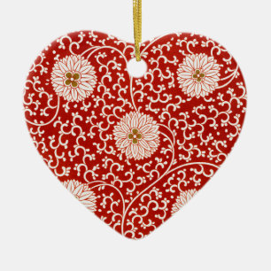 Owen Jones Chinees Ornament Rood Wit Bloemmotief