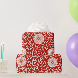 Owen Jones Chinees Ornament Rood Wit Bloemmotief Cadeaupapier