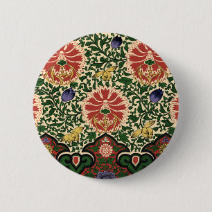 Owen Jones Chinoiserie Rode Lotus Bloem Kunst Desi Ronde Button 5,7 Cm