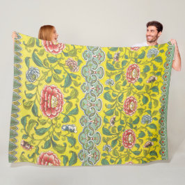 Owen Jones Peony Gele achtergrond Fleece Deken