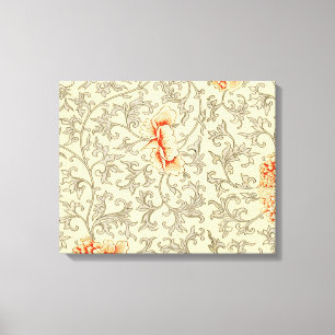 Owen Jones Vintage Patroon: Koraal Bloemig Grijs Canvas Afdruk