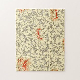 Owen Jones Vintage Patroon: Koraal Bloemig Grijs Legpuzzel