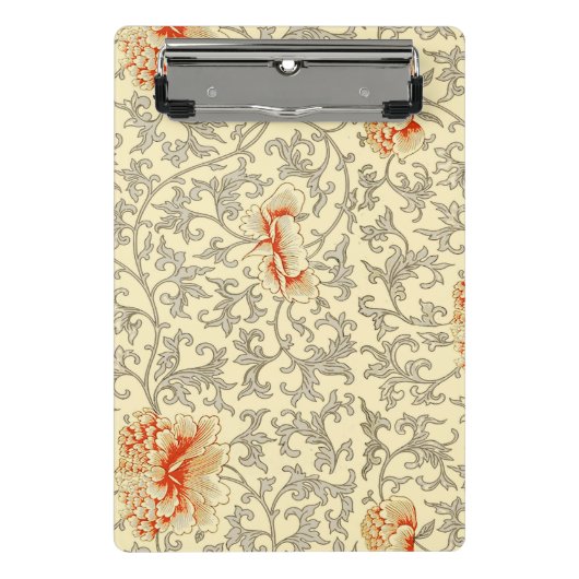 Owen Jones Vintage Patroon: Koraal Bloemig Grijs Mini Klembord (Voorkant)