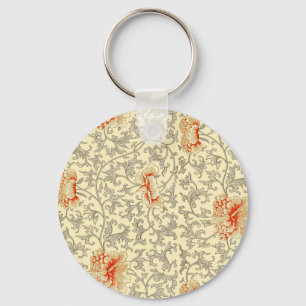 Owen Jones Vintage Patroon: Koraal Bloemig Grijs Sleutelhanger