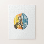 Owen Retro Zonsondergang Naam Design Legpuzzel (Verticaal)
