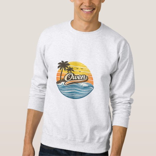 Owen Retro Zonsondergang Naam Design Trui (Voorkant)