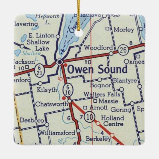 Owen Sound ON  Map Keramisch Ornament (Achterkant)