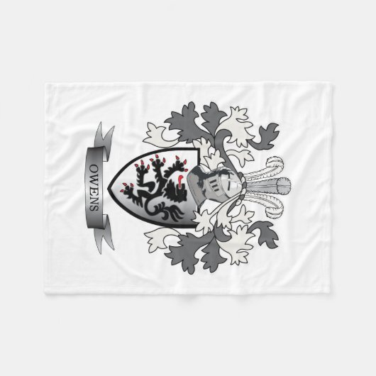 Owens Family Crest Coat of Arms Fleece Deken (Voorkant (Horizontaal))