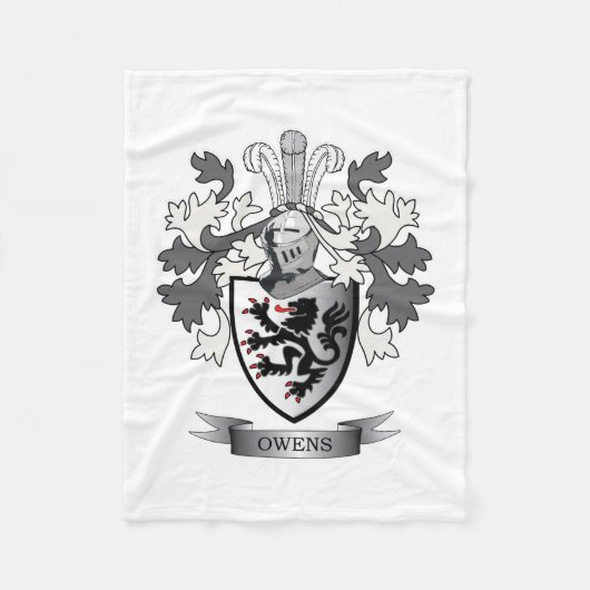 Owens Family Crest Coat of Arms Fleece Deken (Voorkant)