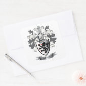Owens Family Crest Coat of Arms Vierkante Sticker (Envelop)