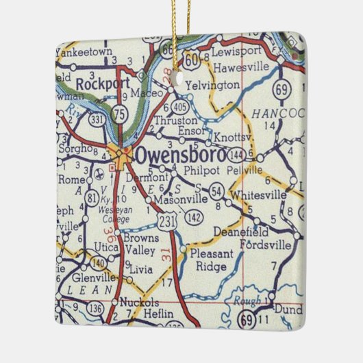 Owensboro KY  Map Keramisch Ornament (Links)