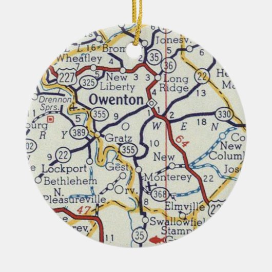 Owenton KY  Map Keramisch Ornament (Voorkant)