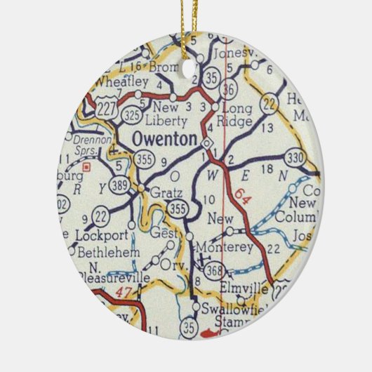 Owenton KY Map Keramisch Ornament (Links)