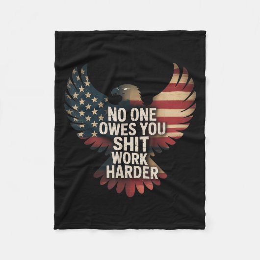 Owes You Work Harder Distressed American Flag Fleece Deken (Voorkant)