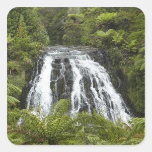 Owharoa-watervallen, Karangahake-kloof, bij Paeroa Vierkante Sticker