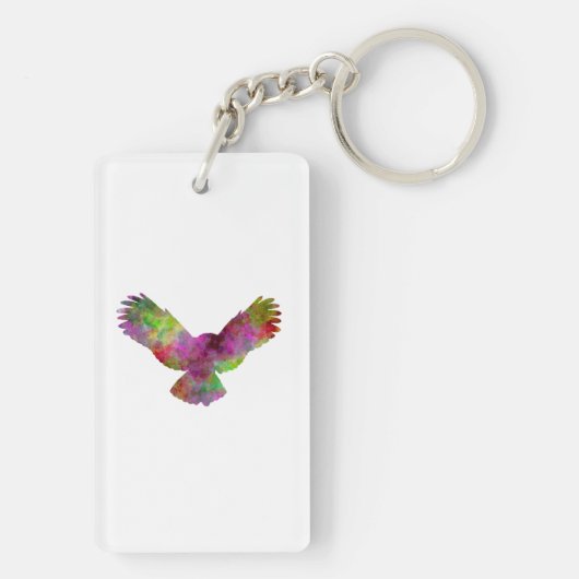 Owl 02 in watercolor sleutelhanger (achterkant)