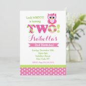 Owl 2e verjaardag kaart (Staand voorkant)