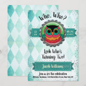 Owl 2e verjaardag kaart (Voorkant / Achterkant)