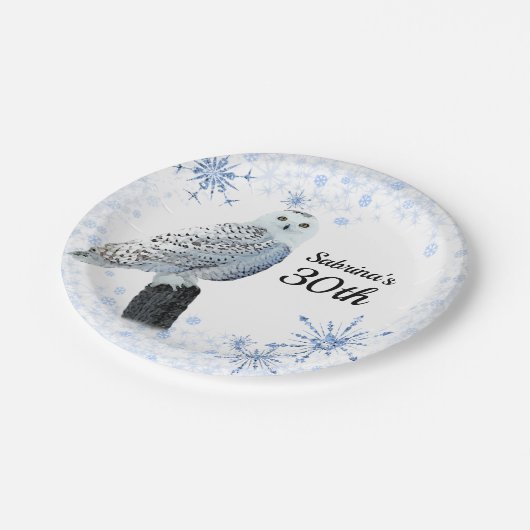 Owl 30th Birthday Party Papieren Bordje (Gekanteld)