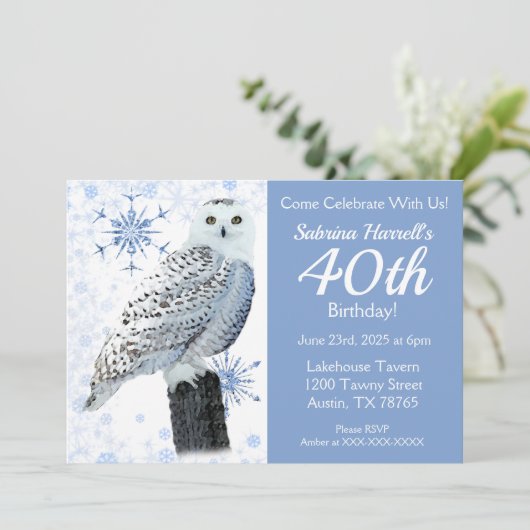 Owl 40th Birthday Party Kaart (Staand voorkant)