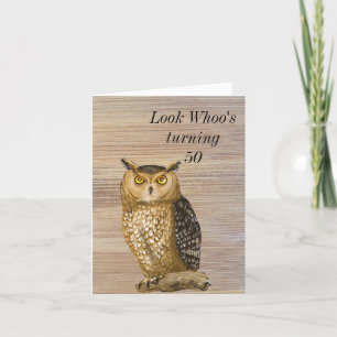 Owl 50th Birthday card Bedankkaart