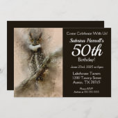 Owl 50th Birthday Party Kaart (Voorkant / Achterkant)