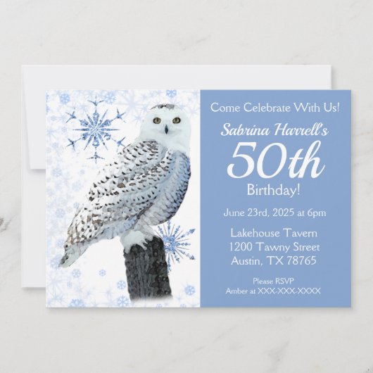 Owl 50th Birthday Party Kaart (Voorkant)