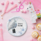 Owl 60th Birthday Party Papieren Bordje (Feest)