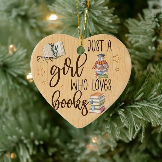 Owl A Girl Love Books Writter Reader Bookworm Keramisch Ornament (Boom)