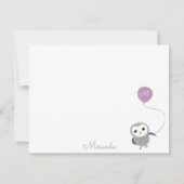 Owl Aangepast Dank u Opmerking, Grijs en Licht Paa Notitiekaartje (Voorkant)