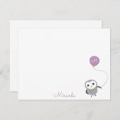 Owl Aangepast Dank u Opmerking, Grijs en Licht Paa Notitiekaartje (Voorkant / Achterkant)