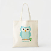 Owl Aangepaste Canvas tas, blauw Tote Bag (Voorkant)