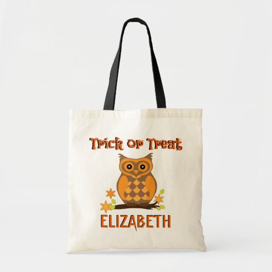 OWL Aangepaste naam Trick or treat Bag Tote Bag (Voorkant)