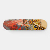 Owl, abstracte achtergrond in rood, goud persoonlijk skateboard (Horizontaal)