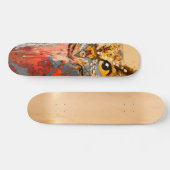 Owl, abstracte achtergrond in rood, goud persoonlijk skateboard (Horizontaal)