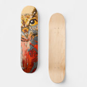 Owl, abstracte achtergrond in rood, goud persoonlijk skateboard (Voorkant)