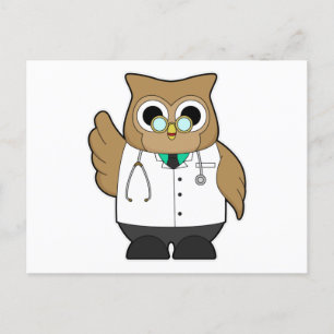 Owl als Doctor met Stetoscoop Briefkaart