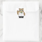 Owl als Doctor met Stetoscoop Vierkante Sticker (Tas)