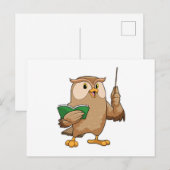 Owl als leraar met boek en wijzer briefkaart (Voorkant / Achterkant)