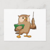 Owl als leraar met boek en wijzer briefkaart (Voorkant)