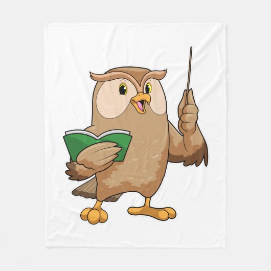Owl als leraar met boek en wijzer fleece deken (Voorkant)
